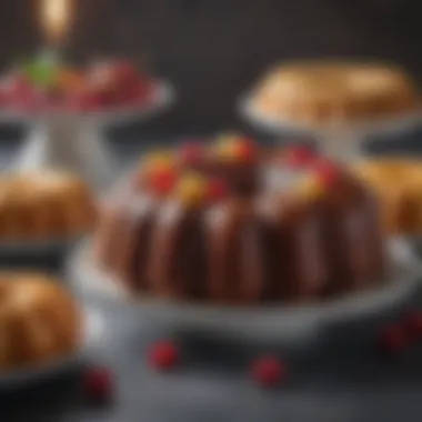 A selection of innovative bundt cake recipes displayed elegantly on a table.