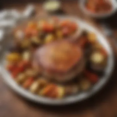 Pork Chops with Roasted Vegetables Baked pork chops served with a side of roasted vegetables