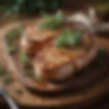 Succulent baked pork chops garnished with herbs