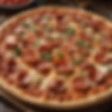 A close-up of a supreme pizza highlighting its rich textures