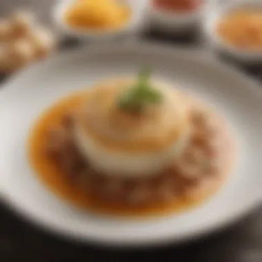 Gourmet Dishes Featuring Sweet Onion Sauce Gourmet dishes garnished with sweet onion sauce, highlighting culinary applications