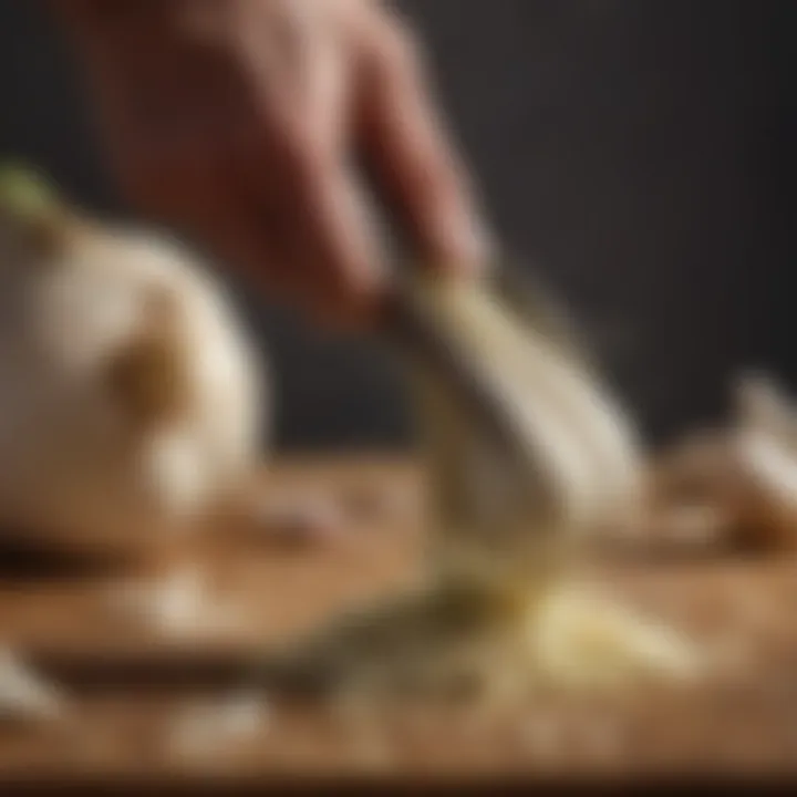 A big garlic press in use, illustrating the ease of crushing garlic effortlessly.