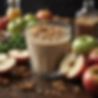 Fresh Ingredients for Smoothie Selection of fresh ingredients including apples, oats, and spices for a smoothie
