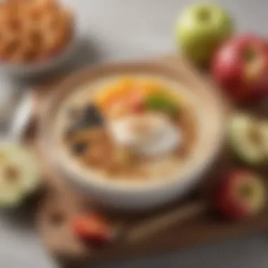 Presented Apple Pie Smoothie Bowl A beautifully presented apple pie smoothie bowl with additional fruits