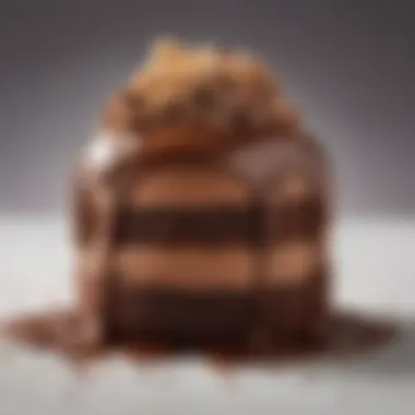 Richness of Chocolate Mousse Icing A close-up view of rich chocolate mousse icing glistening under soft light.