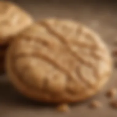 Close-up of a peanut butter cookie with a rich, creamy texture