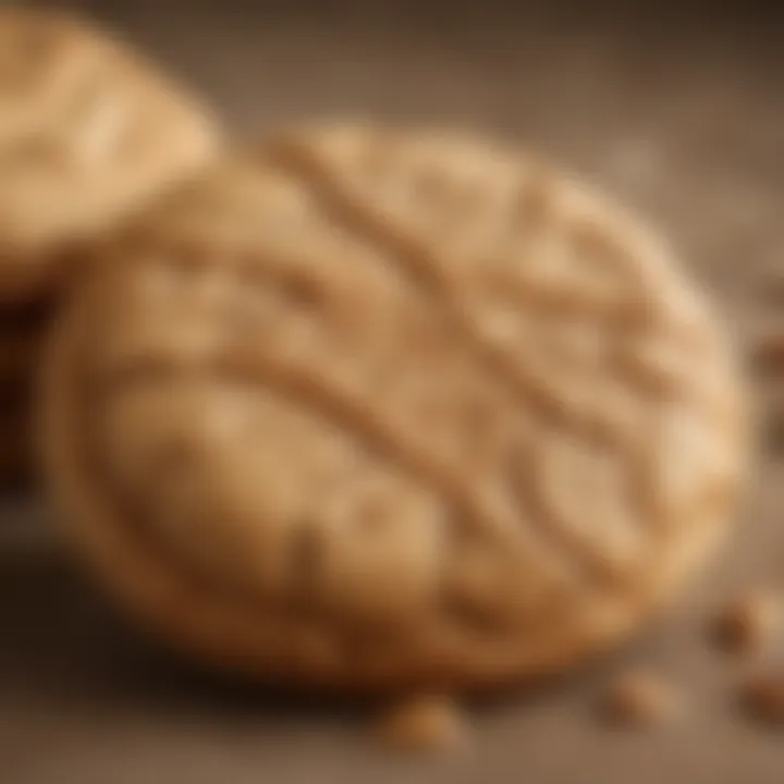 Close-up of a peanut butter cookie with a rich, creamy texture