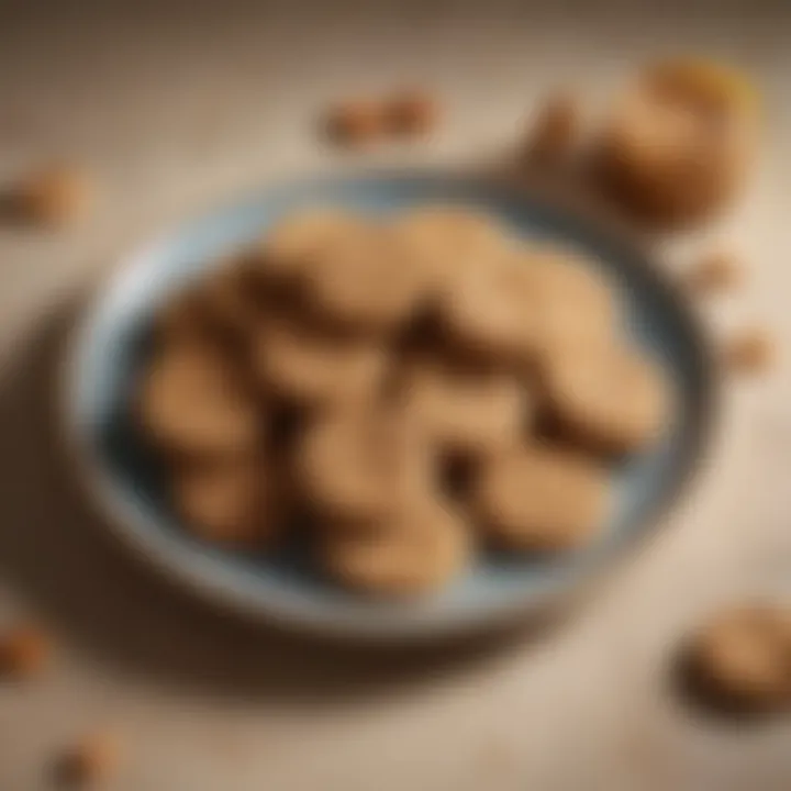 An assortment of peanut butter cookies creatively presented on a decorative plate