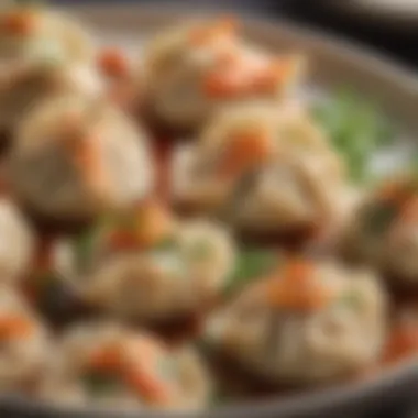 Succulent Pork and Shrimp Dumplings Close-up of succulent pork and shrimp dumplings
