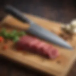 Premium quality chef knife displayed on a wooden cutting board