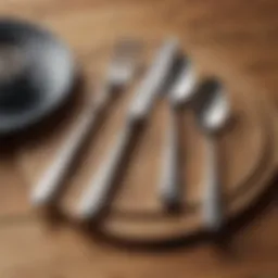 Elegant portable cutlery set displayed on a wooden table.