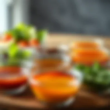 A Variety of Reflux-Safe Dressings Assorted salad dressings in small bowls