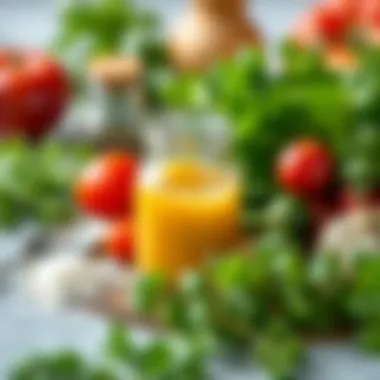 Vibrant Ingredients for Flavorful Dressings Fresh herbs and ingredients for salad dressing