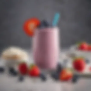 Delicious Berry Keto Shake A rich berry keto shake with strawberries, blueberries, and coconut cream, garnished with fresh berries