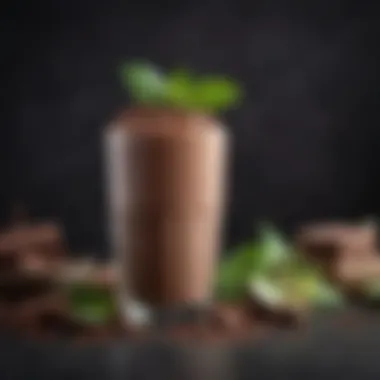 Indulgent Chocolate Keto Shake A lush, creamy chocolate keto shake with a sprinkle of cocoa and mint leaves