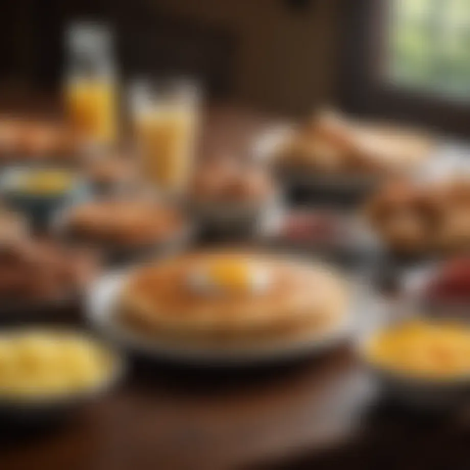 Delicious spread of Cracker Barrel breakfast items including pancakes and eggs