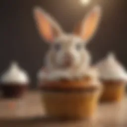 Delicious rabbit cupcake with intricate decoration