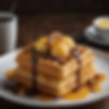 Unique Texture of Hong Kong Egg Waffle Hong Kong egg waffle served with a drizzle of chocolate sauce