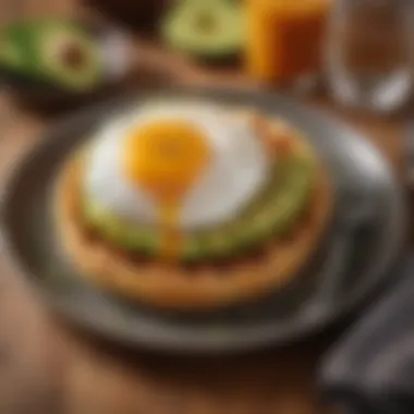 Flavorful Savory Waffle Experience Savory waffle topped with avocado and poached egg