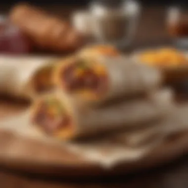 A variety of breakfast wraps displayed to highlight alternatives to the Dunkin' Sausage Wake-Up Wrap.