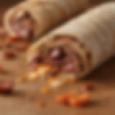 Detailed View of the Sausage Wake-Up Wrap A close-up of the Dunkin' Sausage Wake-Up Wrap showcasing its delicious layers.