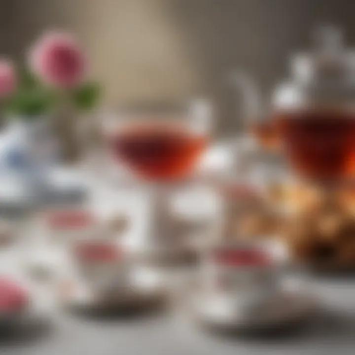 A serene tea setup with rose tea and delicate china