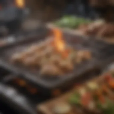 Felfel Grill in Action A close-up view of the Felfel Grill in action with flavorful dishes