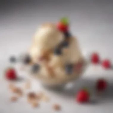 Nutritious Vegan Ice Cream Delight A bowl of creamy vegan ice cream topped with fresh berries and nuts