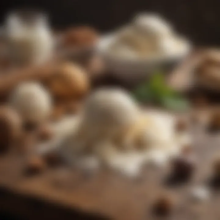 Ingredients for homemade vegan ice cream laid out on a rustic countertop