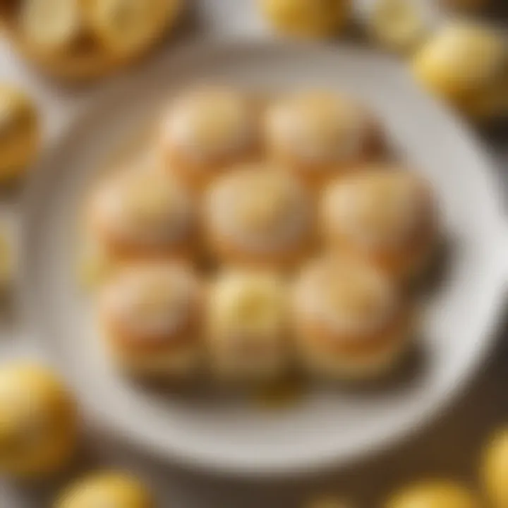 A beautifully arranged plate of lemon sweet rolls with a drizzle of glaze
