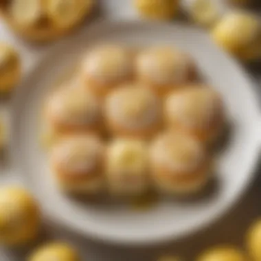 Beautifully Arranged Plate of Lemon Sweet Rolls A beautifully arranged plate of lemon sweet rolls with a drizzle of glaze