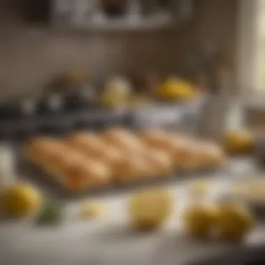 Cozy Kitchen Setting with Baking Ingredients A cozy kitchen setting with baking ingredients laid out for lemon sweet rolls