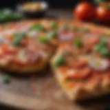A vibrant cauliflower crust pizza topped with fresh vegetables.