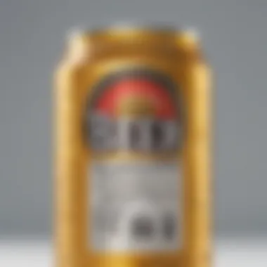 A close-up of a non-alcoholic beer can with nutritional information