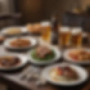 Culinary Pairings with Non-Alcoholic Beer An elegant table setting featuring non-alcoholic beer and gourmet dishes