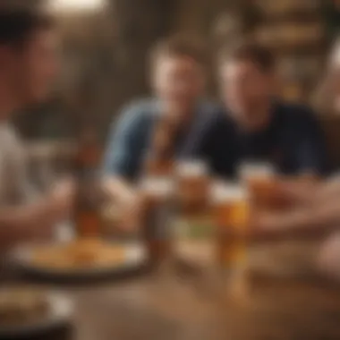 Socializing with Non-Alcoholic Beer A group of friends enjoying non-alcoholic beer at a social gathering