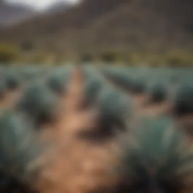 A vibrant agave field representing the source of tequila.