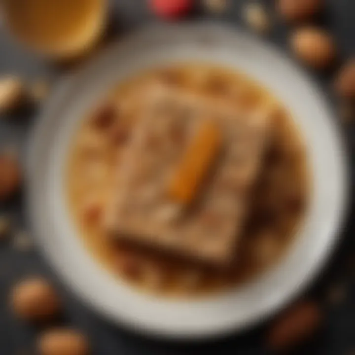 A beautifully presented honey energy bar recipe laid out on a decorative plate with nuts and fruit