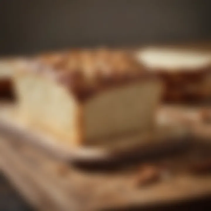 Nutritious almond flour bread sliced and placed on a rustic wooden board.