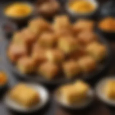 A creative platter showcasing various cornbread dishes