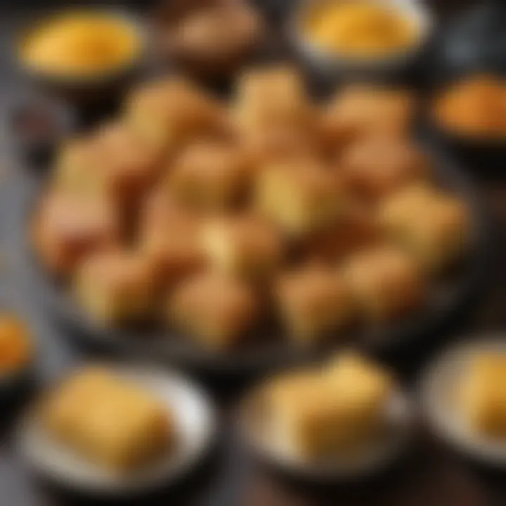 A creative platter showcasing various cornbread dishes