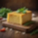 A delectable slice of cornbread topped with fresh herbs