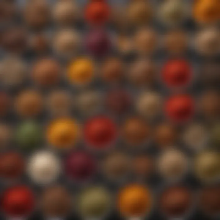 A vibrant assortment of wild game spices and marinades