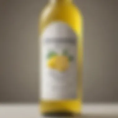 Close-up of a custom-labeled limoncello bottle highlighting unique personalization