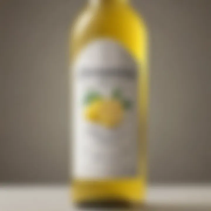 Close-up of a custom-labeled limoncello bottle highlighting unique personalization
