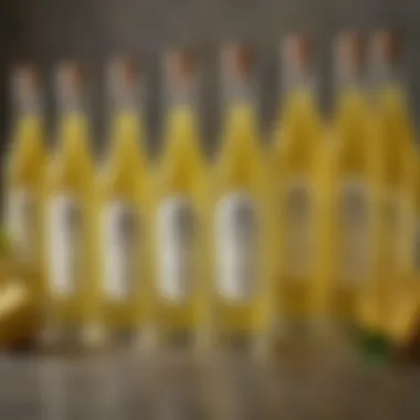Beautifully arranged selection of personalized limoncello bottles for gifting