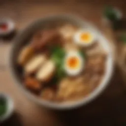 A bowl of soy sauce ramen topped with fresh ingredients