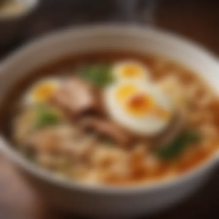 A steaming pot of soy sauce ramen broth