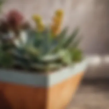 Modern Geometric Planter with Succulents Artistic arrangement of succulents in a modern geometric planter