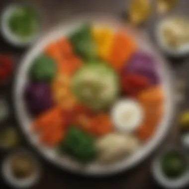 Vibrant Vegan Seder Plate Colorful array of fresh vegetables for vegan Seder plate
